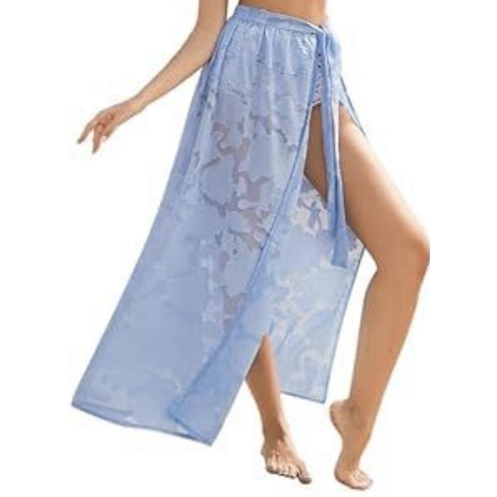 AI'MAGE Sarong Wraps for Women Long Chiffon Swimsuit Coverup Blue M